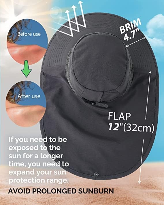 Camptrace Sun Hats for Women Men UPF 50+ UV Protection Wide Brim Hiking Fishing Hat with Neck Flap