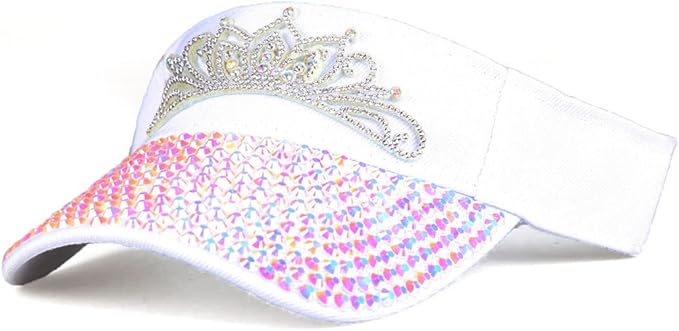 Sparkle Glitter Summer Rhinestone UPF 50+ Bling Ladies Sun Visor for Women Outdoor Sports Fashion Golf Hat