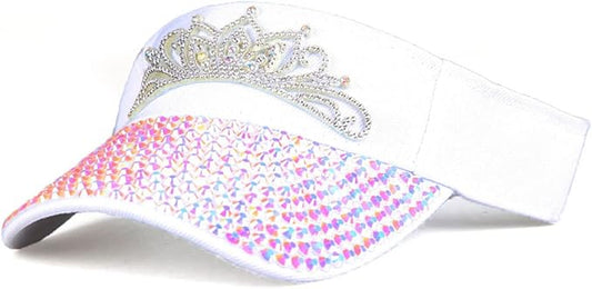 Sparkle Glitter Summer Rhinestone UPF 50+ Bling Ladies Sun Visor for Women Outdoor Sports Fashion Golf Hat