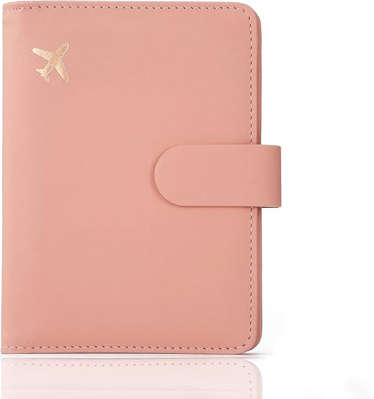 Melsbrinna Premium Leather Passport Holder Covers Case, Waterproof Rfid Blocking Travel Wallet Passport Holder with Pen Holder, Cute Passport Book for Women/Men
