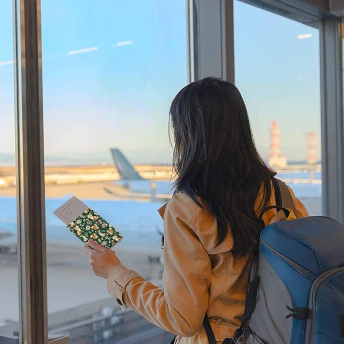 Fox Passport Holder for Travel Hedgehog Rabbit Animals and Plants PU Leather Passport Cover Wallet Cute Passport Card Holder for Women and Men