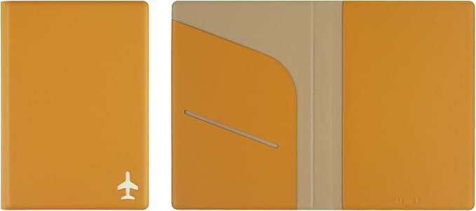 Fenice Plain Simple Passport Cover Holder Wallet Case for Travel Essential RFID Blocking Vegan Leather Waterproof (YELLOW)