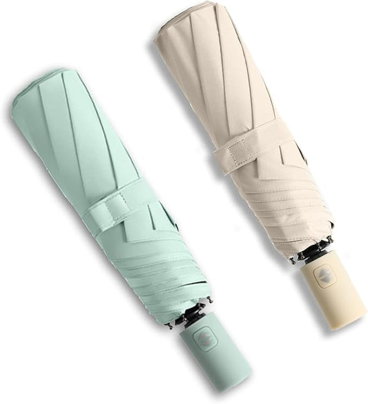 BAODINI Small UV Protection Travel Umbrella Compact for Rain and Sun UPF 50+ Windproof Portable 42 inch Umbrella for Women and Men