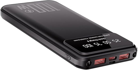 DJKK Portable Charger Power Bank 26800mAh 22.5W Fast Charging Slim External Battery Pack, LCD Display PowerBank with 2 USB 22.5W MAX & USB C 18W in/Out Compatible with All Smart Phones (Black)