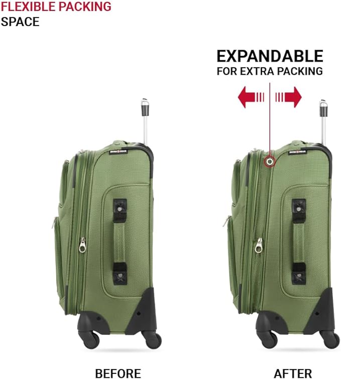 SwissGear Sion Softside Expandable Luggage, Evergreen, Carry-On 21-Inch