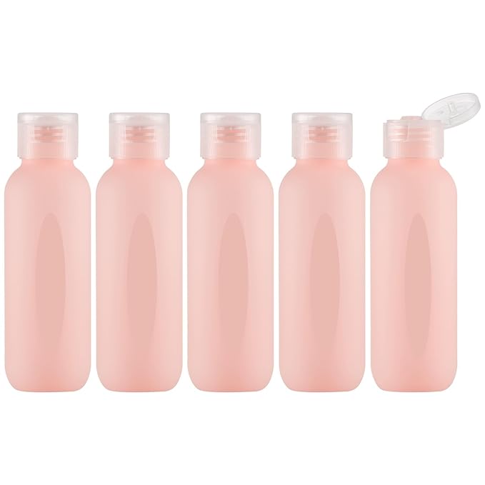 3.4 oz Travel Bottles for Toiletries, Empty Plastic Shampoo Bottle (5PCS) Small Size Container Tsa Approved (100ml, Pink)