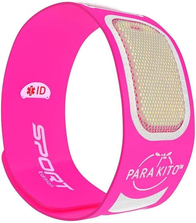 PARA'KITO Mosquito Insect & Bug Repellent Wristband - Waterproof, Outdoor Pest Repeller Bracelet w/Natural Essential Oils - Sport Edition (Fuschia)