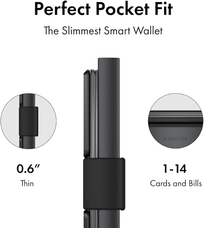 Ekster - Aluminum Cardholder Pro Wallet - All-Metal Aluminum Wallet for Men - Fits 7 Cards, RFID Blocking Layer, Ultra-Thin, Minimalist, Push Button, Card Access, Expandable, Trackable (Space Grey)