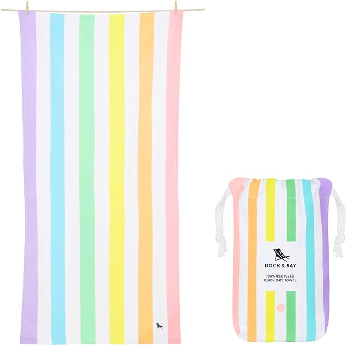 Dock & Bay Customized Beach Towel - Quick Dry, Sand Free - Compact, Lightweight - 100% Recycled - Includes Bag - Summer - Unicorn Waves - Large