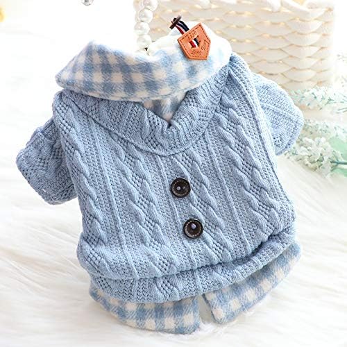 Dog Princess Sweater for Small Dogs Thick Shirt Plaid Clothes Costume Pet Girl Cute Coat Outfits Fall Costumes Winter Dog Sweaters (M,Pink)