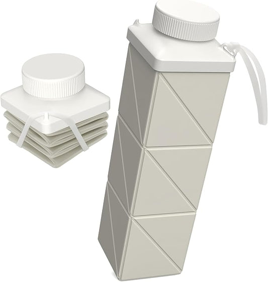 Collapsible Water Bottles 720ml 24.3oz, Foldable Portable Water Bottle, Lightweight Reusable Leakproof for Travel Camping Hiking Cycling Yoga Sports Outdoor School Office, 1 Pack, Starlight