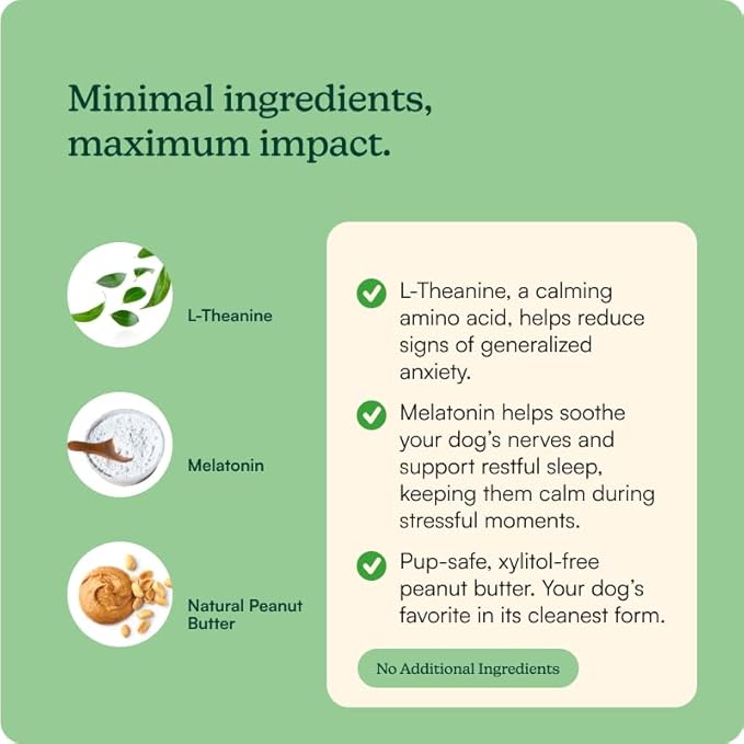 Reggie Calming Spread for Dogs with L-Theanine & Melatonin + Light Peach Lick Mat | Natural Peanut Butter Dog Anxiety Relief Bundle for Separation Anxiety, Thunderstorms, Travel & Stress | 30 Servings