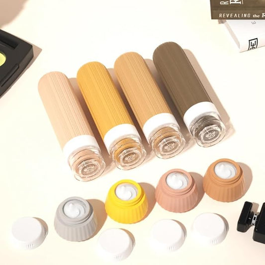 8-Piece Leakproof Travel Bottles and Jars Set – 4 Silicone Bottles + 4 Cream Jars with Clear Zipper Bag – TSA Approved Toiletry Containers – BPA-Free (PeachPuff)