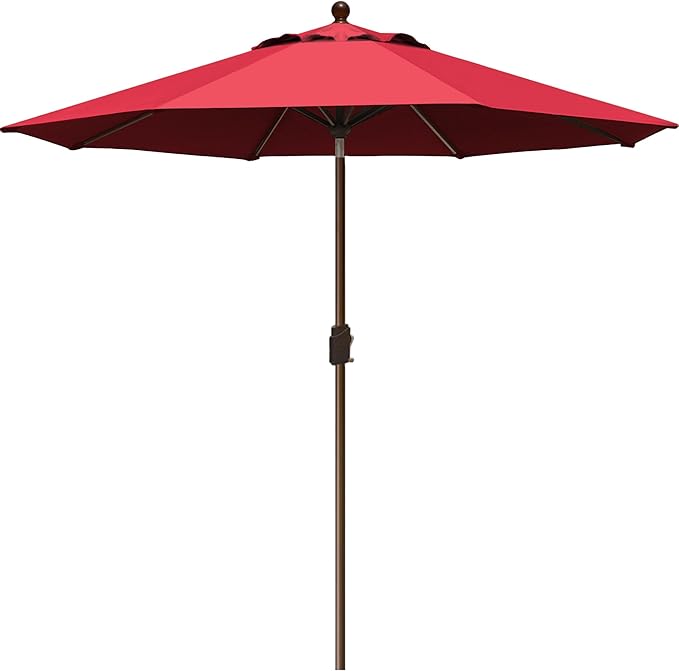 EliteShade USA 10-Year-Non-Fading 9Ft Market Umbrella Patio Umbrella Outdoor Table Umbrella with Ventilation,Logo Red