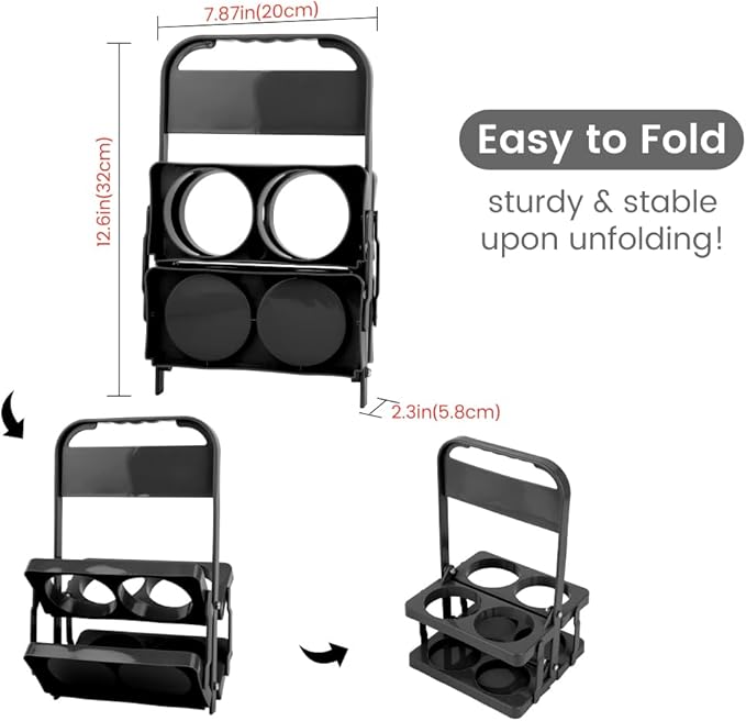 musbus Reusable Drink Carrier with Handle for Delivery Drivers, Portable Cup/Coffee Holder Accessories for Delivery, Foldable Drinks Caddy with Tray, Car Durable Plastic Festive Bottle, Vacation