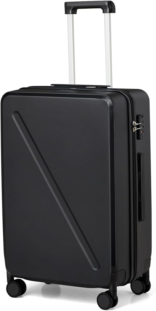 MILADA Checked Luggage 24 Inch Luggage With Spinner Wheels, Travel Luggage Medium Suitcase, Hard Case Luggage Checked Bag TSA Approved For Business And Travel, Black