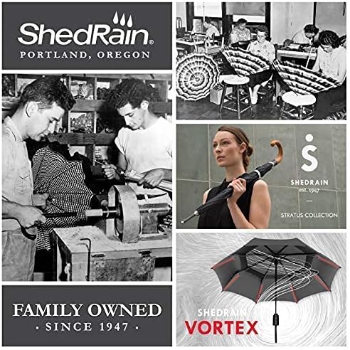 ShedRain Compact Folding Travel Umbrella – Push-Button Open & Close, Vented Double Canopy, Protects from Rain, Sun, & Wind
