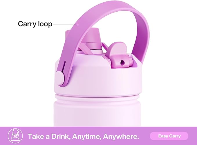 POWCAN 26 oz Insulated Water Bottle with 2-in-1 Straw and Spout Lid, Keep Cold 24H, Leak-Proof, Fits in Car Cup Holder, Stainless Steel Water Bottle for Sports, Trip, Gym, and School (Seashell Sonata)