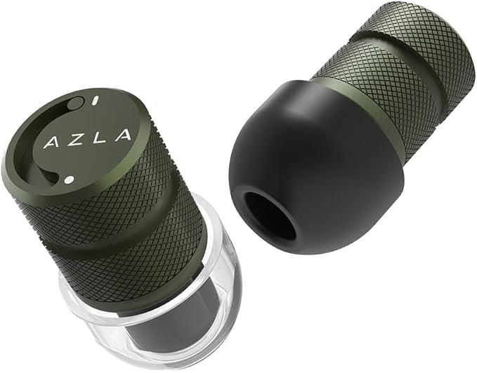 AZLA POM1000 II – Noise Cancelling Ear Plugs for Sleeping, Airplane Travel, Motorcycles, Shooting, Concerts – 35dB Hearing Protection, Adjustable Vent, Metal Case, 6 Ear Tips