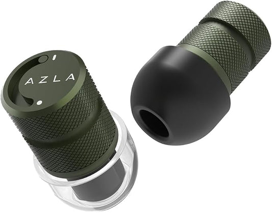 AZLA POM1000 II – Noise Cancelling Ear Plugs for Sleeping, Airplane Travel, Motorcycles, Shooting, Concerts – 35dB Hearing Protection, Adjustable Vent, Metal Case, 6 Ear Tips