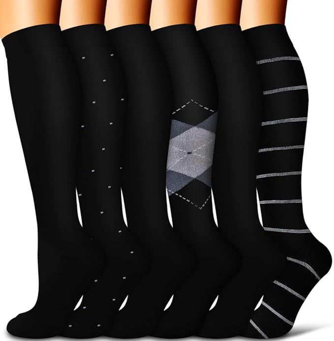 Copper Compression Socks for Women and Men(6 Pairs)-Best Support for Running, Athletic, Nursing, Travel