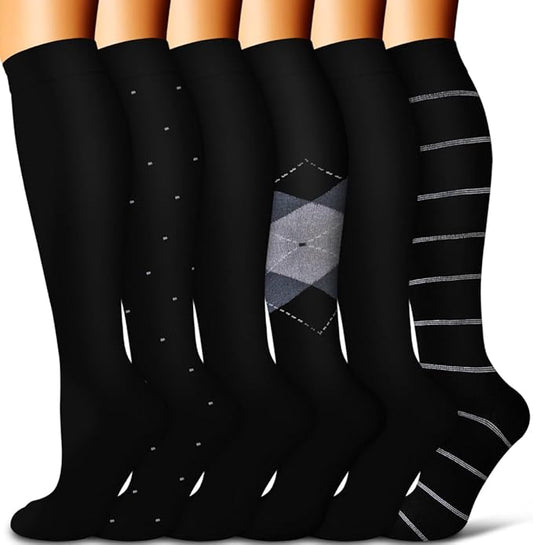 Copper Compression Socks for Women and Men(6 Pairs)-Best Support for Running, Athletic, Nursing, Travel