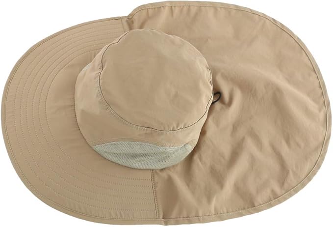 Home Prefer Outdoor UPF50+ Sun Hat Wide Brim Mesh Fishing Hat with Neck Flap