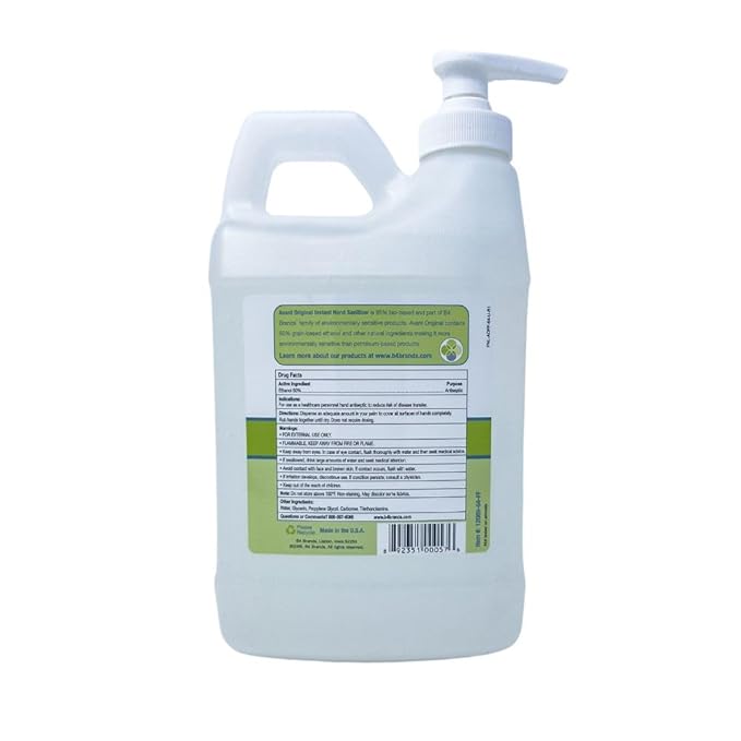 Avant® Original Fragrence Free Gel Hand Sanitizer, 3 pack 64oz bottle with pumps, bulk refill