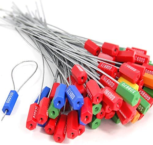 1000 Red Steel Cable Seals Metal Security Seals Tamper Resistant Seals Numbered Security Tags Safety Shipping Tags - Ties Self-Locking Padlocks for Containers Truck Trailer Tractor Cargo ISO 17712