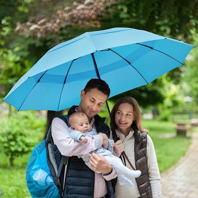 G4Free 42/46/54/62 Inch Large Golf Umbrella Compact Reverse Travel Umbrella 10 Ribs Windproof for Rain Double Canopy Automatic Open Close