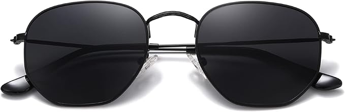 MEETSUN Polarized Hexagon Sunglasses for Women Men Polygon Square Sun Glasses UV400 Protection Metal Frame