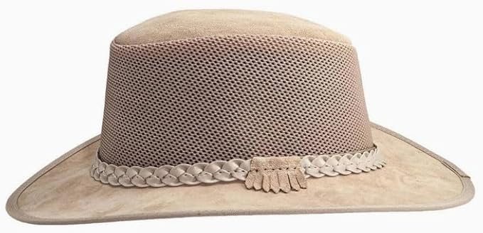 American Hat Makers Breeze Leather & Mesh Sun Hat | Wide Brim, UPF50, Breathable & Adjustable | Perfect for Outdoors