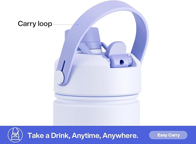 POWCAN 26 oz Insulated Water Bottle with 2-in-1 Straw and Spout Lid, Keep Cold 24H, Leak-Proof, Fits in Car Cup Holder, Stainless Steel Water Bottle for Sports, Travel, and School (Lupine)