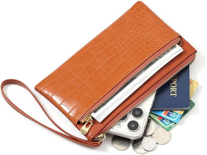 Genuine Leather Wristlet Clutch Purse for Women with RFID Blocking Small Crossbody Bag Shoulder Handbag Ideal Gift for Women