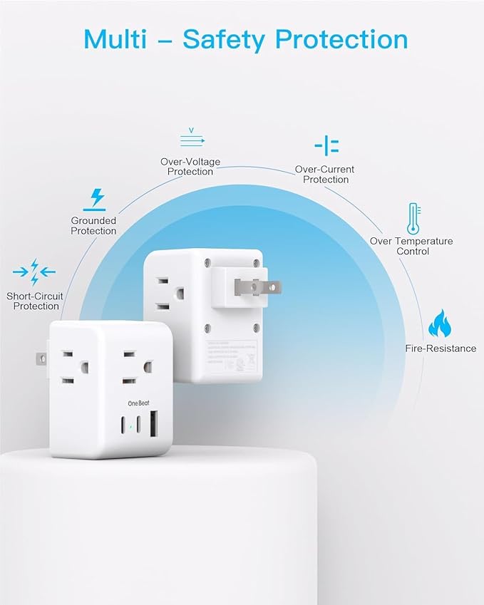 US to Japan Plug Adapter, 2 Prong to 3 Prong Outlet Adapter with 3 AC Outlets 3 USB Ports(1 USB C), Type A Travel Power Adapter for USA to Japanese Philippines China, Multi Plug Wall Outlet Extender