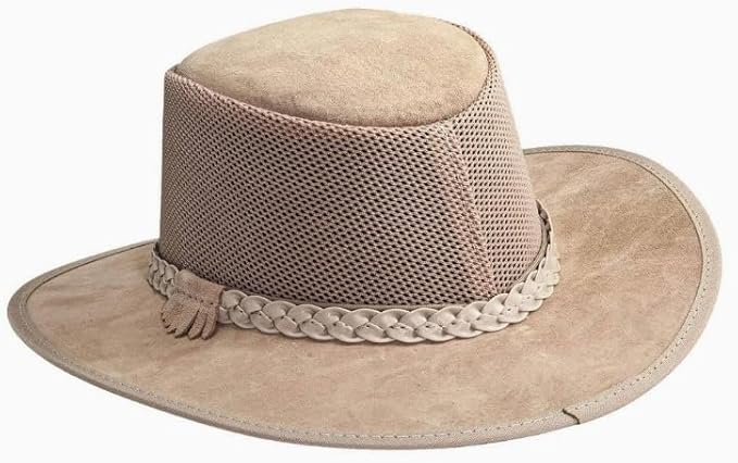 American Hat Makers Breeze Leather & Mesh Sun Hat | Wide Brim, UPF50, Breathable & Adjustable | Perfect for Outdoors