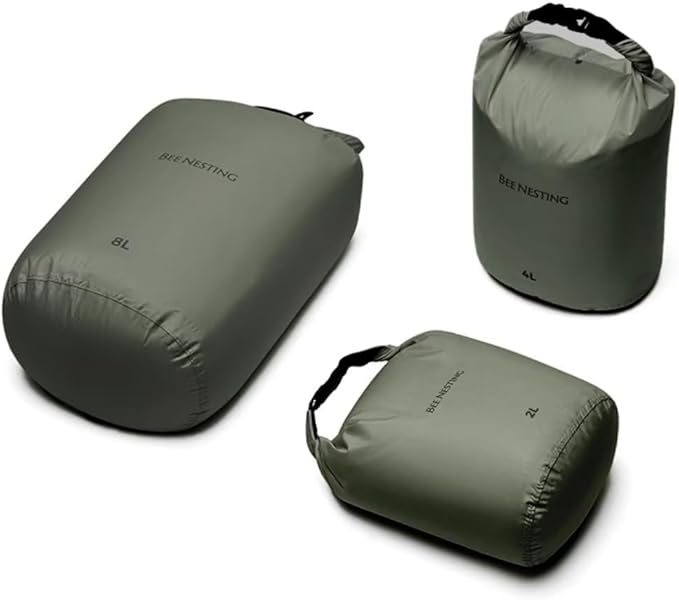 Bee Nesting Ultralight Dry Bag Set for Backpacking, Waterproof Dry Sack for Camping, Hiking, Motorcycle, Lightweight Stuff Sack Set of 3 Pack