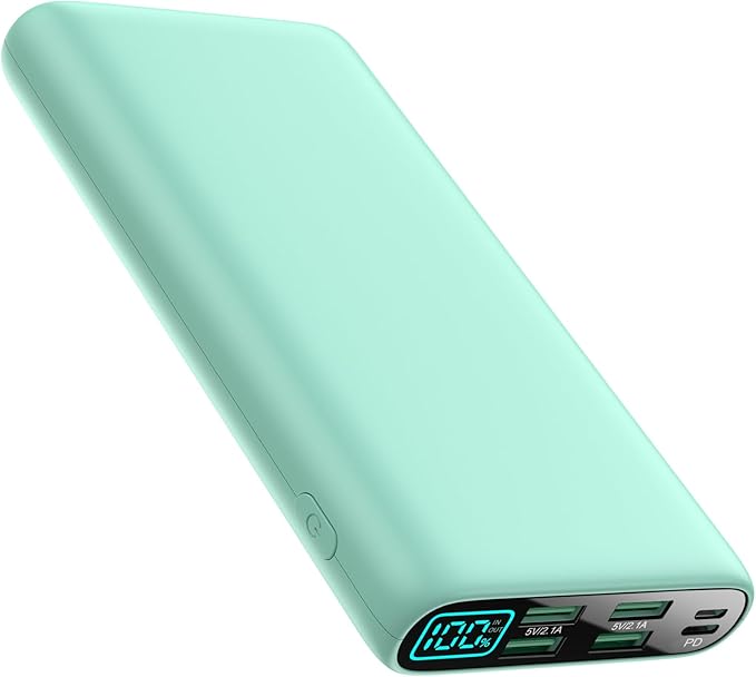 Portable Charger 38800mAh,LCD Display Power Bank,5 USB Outputs Battery Pack Backup, USB-C 3A in&out Travel Essential Portable Phone Charger For iPhone 17/16/15/14/13 Pro,Android Samsung Galaxy-Green