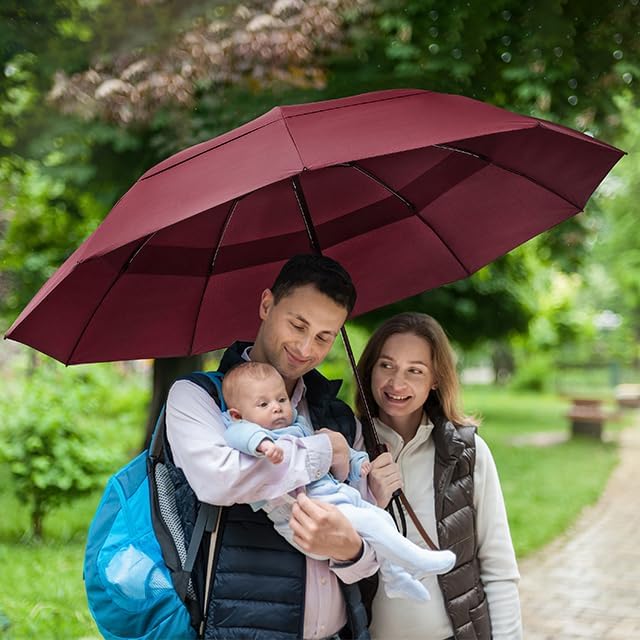 G4Free 42/46/54/62 Inch Large Golf Umbrella Compact Reverse Travel Umbrella 10 Ribs Windproof for Rain Double Canopy Automatic Open Close