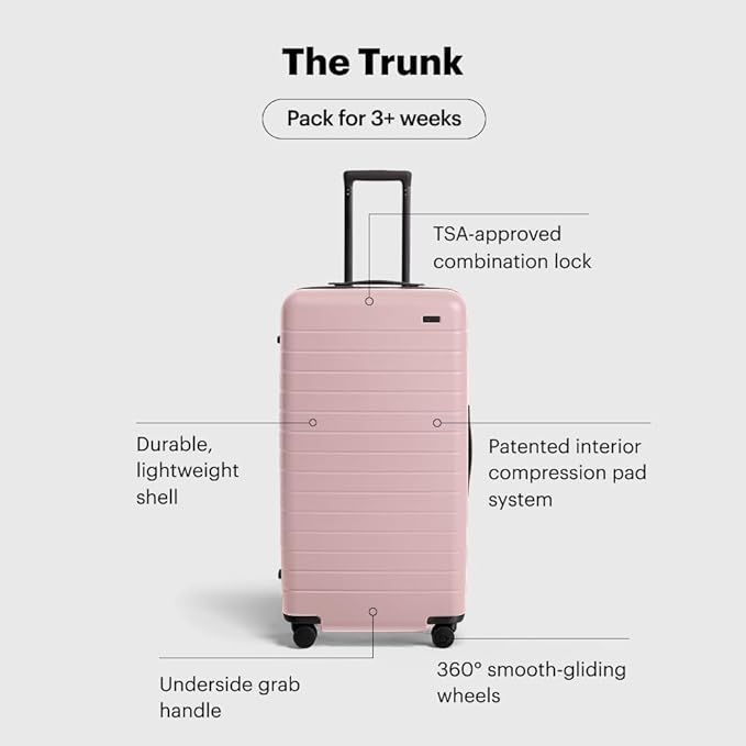 Away Large Trunk Luggage, 31 Inch Hardside Suitcase with Spinner Wheels, Lightweight & Durable, TSA Lock, Ideal for Long Trips, Blush Pink