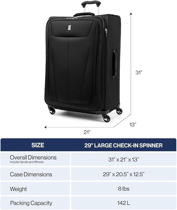 Travelpro Maxlite 5 Softside Expandable Checked Luggage with Spinner Wheels, Lightweight, 29-Inch — Slate Green