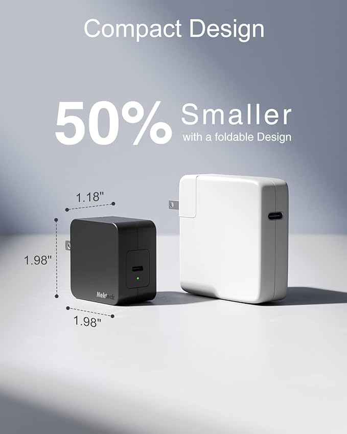 60W USB C Charger Fast Charging, Nekteck GaN Tech PD 3.0 Fast Charging with Foldable Plug, Compatible with MacBook Air/Pro, iPhone 15/16/17 Series