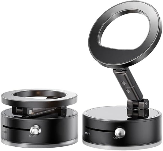 BISART Vacuum Magnetic Car Phone Holder – 360° Rotatable, Reinforced 96LBS Suction Cup Mount Compatible with MagSafe for iPhone & Android, Portable for Car, Gym & Mirror (A7-Black-Nano Gel)