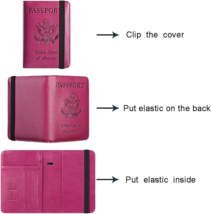 Passport Holder Cover Wallet Travel Essentials RFID Blocking Leather Card Case International Must Haves Travel Accessories for Women Men(113#Purple)