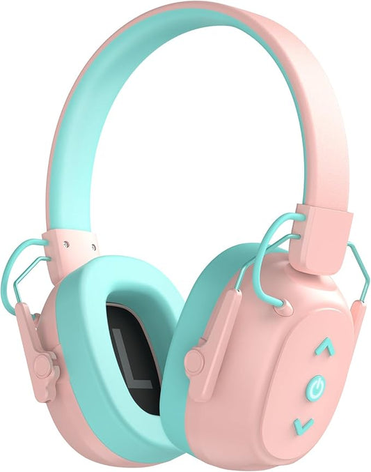 Kids Noise Cancelling Headphones, Sound Proof Ear Protection, 29dB SNR Noise Reduction Bluetooth 6.0 Earmuff, 94dB Lock - 80H Playtime, Hearing Protection for Autism, Shooting Gun Range Mowing (Pink)