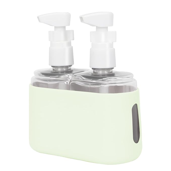 Songaa Travel Bottles for Toiletries - 2 In 1 Travel Size Bottles Travel Shampoo and Conditioner Containers for Toiletries, Refillable Travel Toiletry Bottles with Lid, Travel Accessories - Green