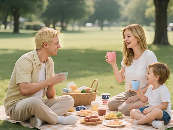 TakeToday 4PCS Collapsible Travel Cup - Silicone Foldable Water Cup, BPA-Free with Lid & Waterproof Bag - Drinking Cup Set for Camping, Outdoors & International Travel