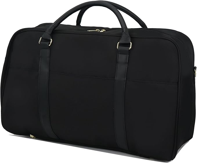 Travel Duffle Bag for Women & Men - Weekender Overnight Bag, Large Carry-On Gym Bag, Sports Duffel, Hospital Bag, Yoga Tote,Work Bag & Trolley Sleeve (Black)