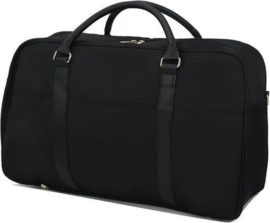 Travel Duffle Bag for Women & Men - Weekender Overnight Bag, Large Carry-On Gym Bag, Sports Duffel, Hospital Bag, Yoga Tote,Work Bag & Trolley Sleeve (Black)