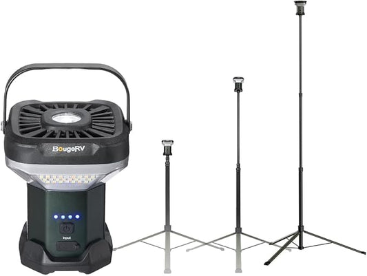 BougeRV Telescoping Camping Light, 3200 Lumen Outdoor Lantern, 8000mAh LED Lantern, 7.55 Feet Tall, 90-Hour Runtion, Rechargeable Tent Lamp for Camping, Emergency, Hiking, Outdoor(Model: CL03)